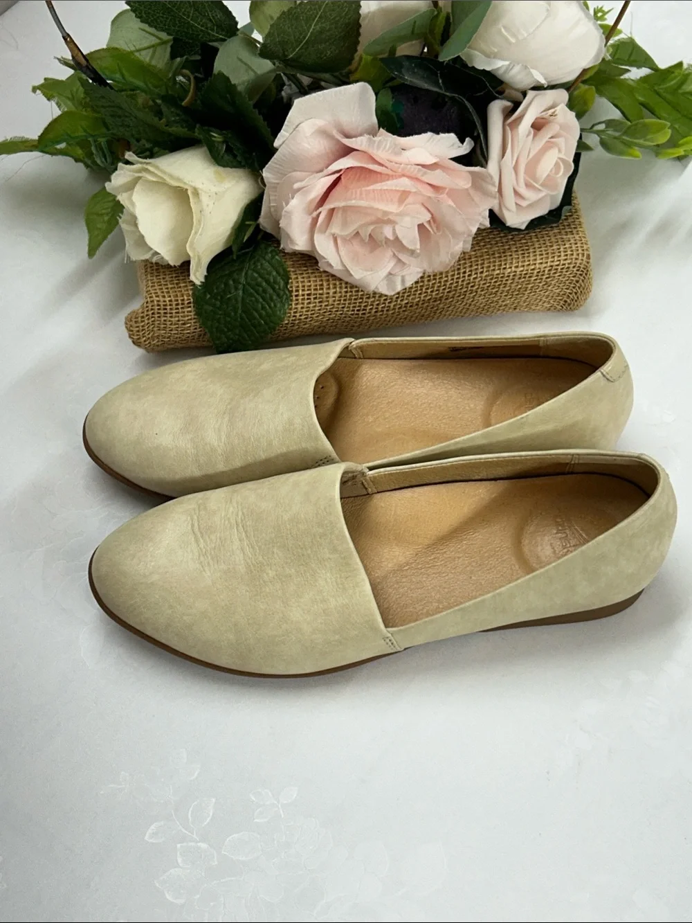 Women's Classic Slip-On Flats in Light Beige